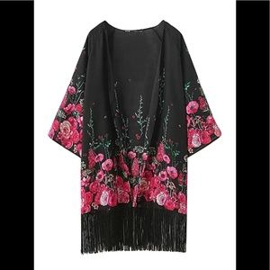 Black Kimono with fringe
